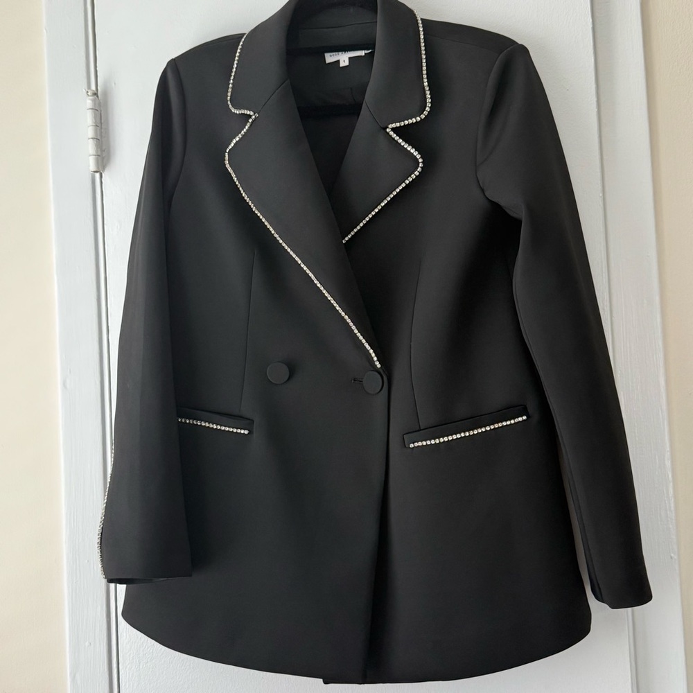 Good American Black Scuba Crystal Blazer - Size 1 (Small)